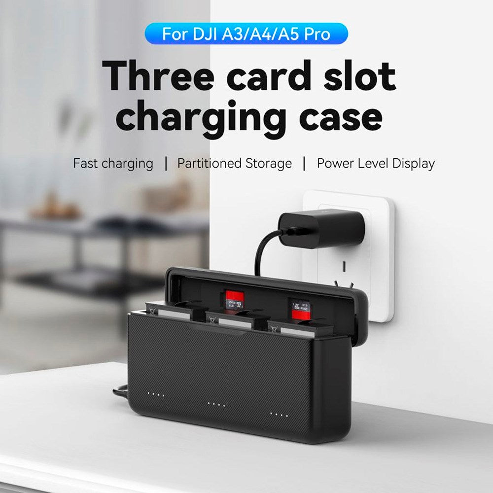 TELESIN Batteri Opladningscase til DJI Osmo Action 3 / 4 / 5 Pro - Sort