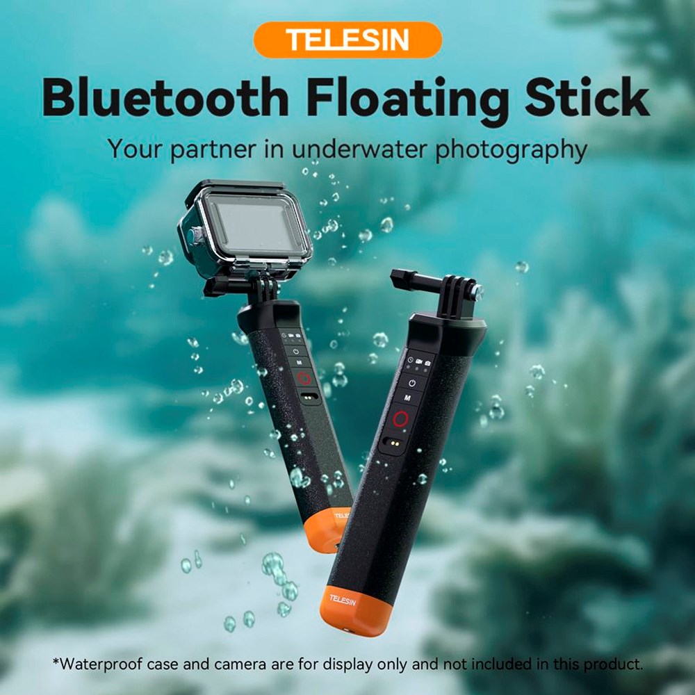 TELESIN Flydende Hand Grip Fjernbetjening til GoPro Hero 8 / 9 / 10 / 11 / 12 / 13 - Sort / Orange
