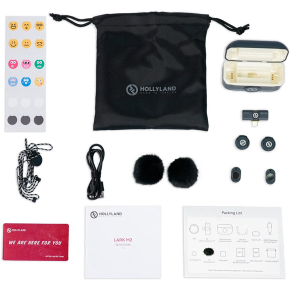 Hollyland Lark M2 Trådløs Lavalier Mikrofon m. 2 x TX & 1 x RX USB-C - Sort