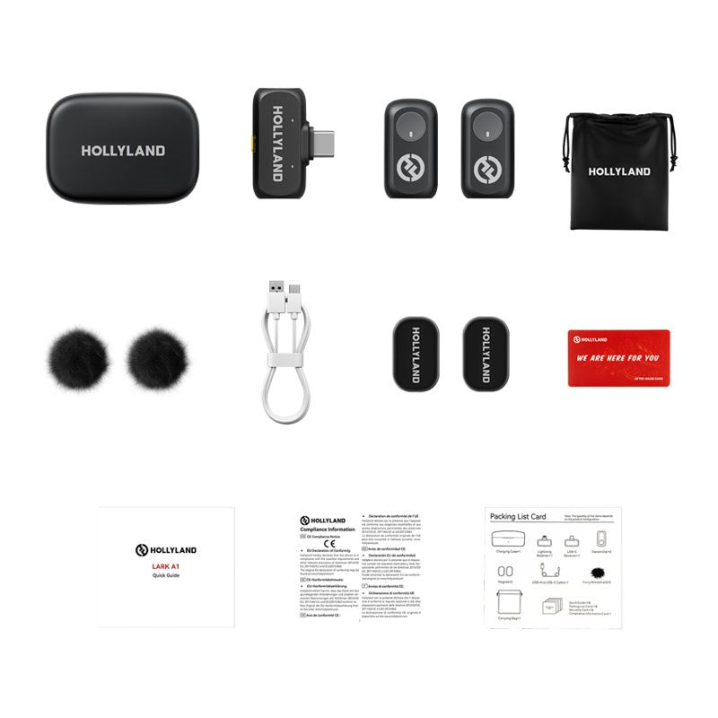 Hollyland LARK A1 Trådløs Mikrofon Duo m. 1 x USB-C RX - Sort