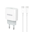Dudao 20W PD Vægoplader USB-C inkl. Kabel - Hvid