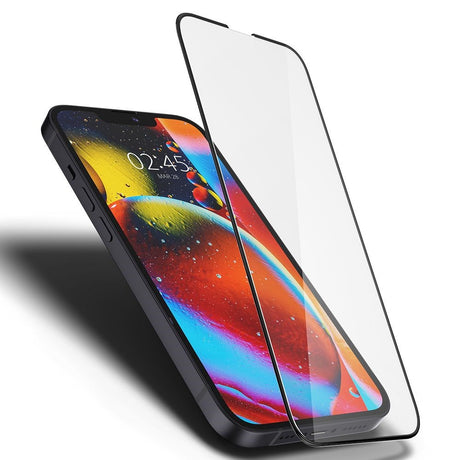 iPhone 17e / 16e / 14 / 13 / 13 Pro Spigen Glas.tr Hærdet Glas Skærmbeskyttelse - Sort Kant