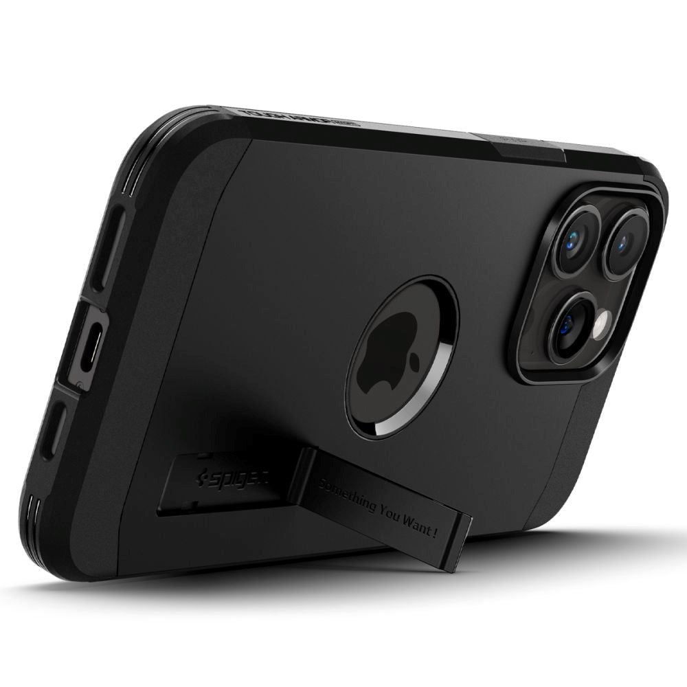 iPhone 15 Pro Max Spigen Tough Armor Cover m. Kickstand - MagSafe Kompatibel - Sort