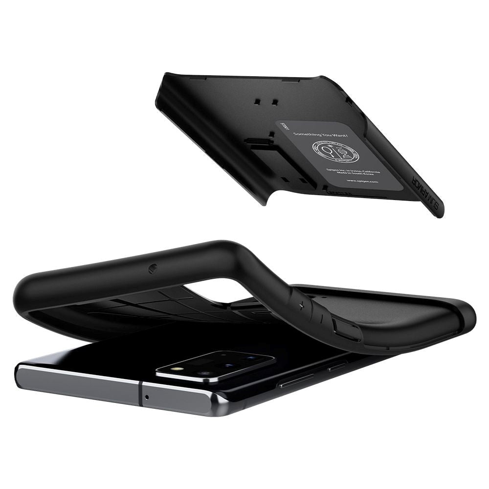 Samsung Galaxy Note 20 Cover Spigen Slim Armor m. Kickstand - Sort