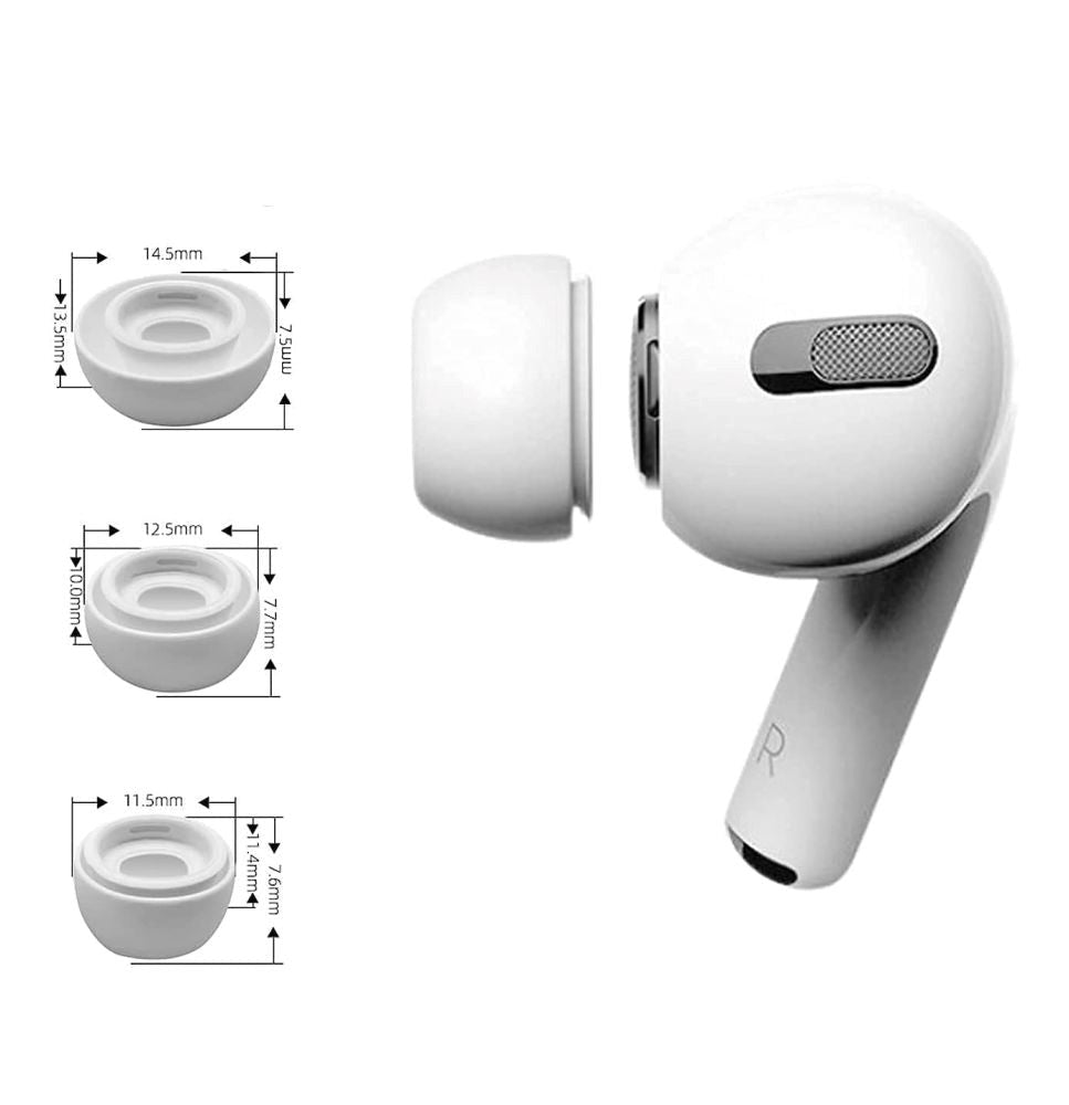 Tech-Protect Silikone EarBuds Til AirPods Pro (1 & 2 gen.) - 3 stk. (S/M/L) - Hvid