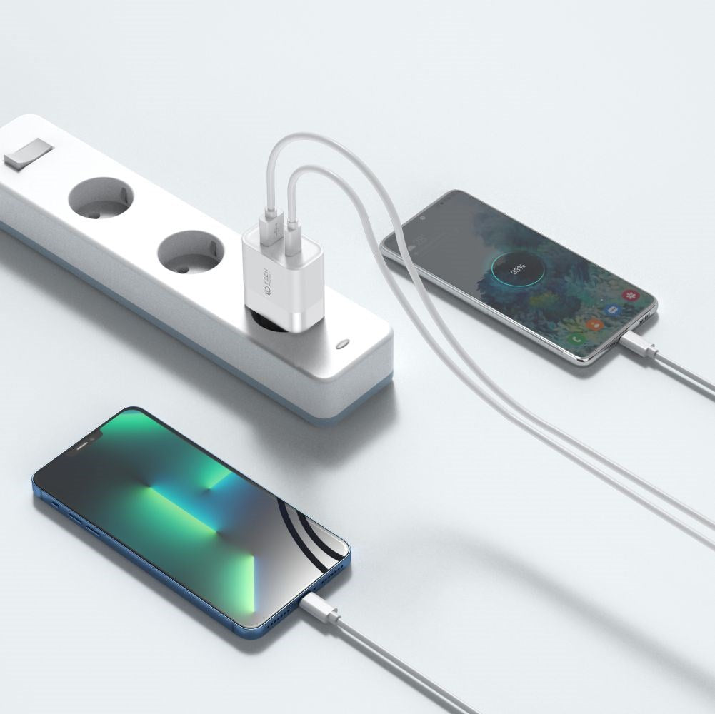 Tech-Protect PD 30W Vægoplader m. 1 x USB-C & 1 x USB-A - Hvid