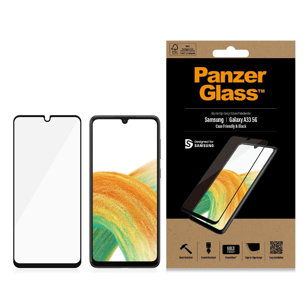 Samsung Galaxy A33 (5G) PanzerGlass Edge-to-Edge Skærmbeskyttelse - Case-Friendly - Sort Kant