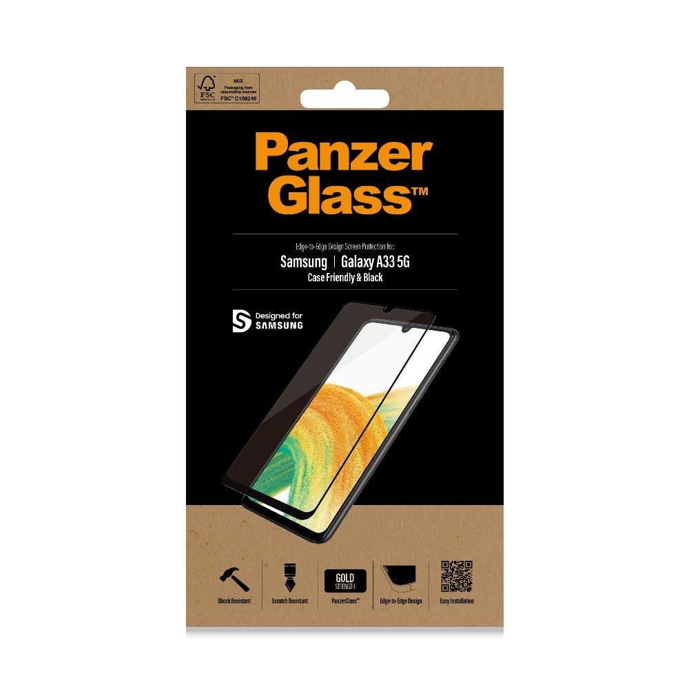 Samsung Galaxy A33 (5G) PanzerGlass Edge-to-Edge Skærmbeskyttelse - Case-Friendly - Sort Kant