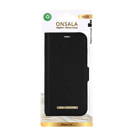 iPhone 16 Onsala Eco Flip Cover m. Pung - MagSafe Kompatibel - Black