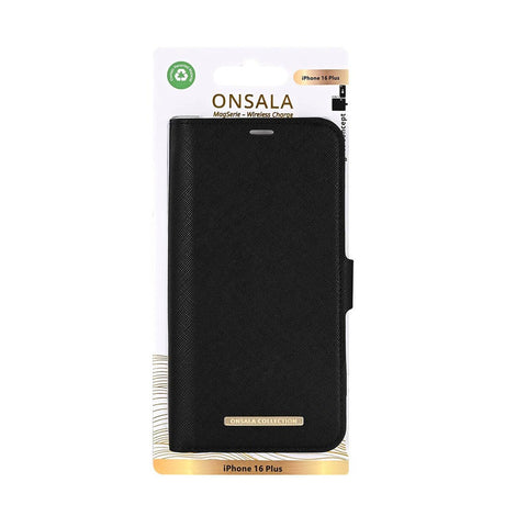 iPhone 16 Plus Onsala Eco Flip Cover m. Pung - MagSafe Kompatibel - Black