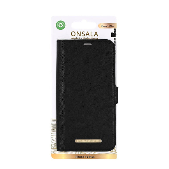 iPhone 16 Plus Onsala Eco Flip Cover m. Pung - MagSafe Kompatibel - Black