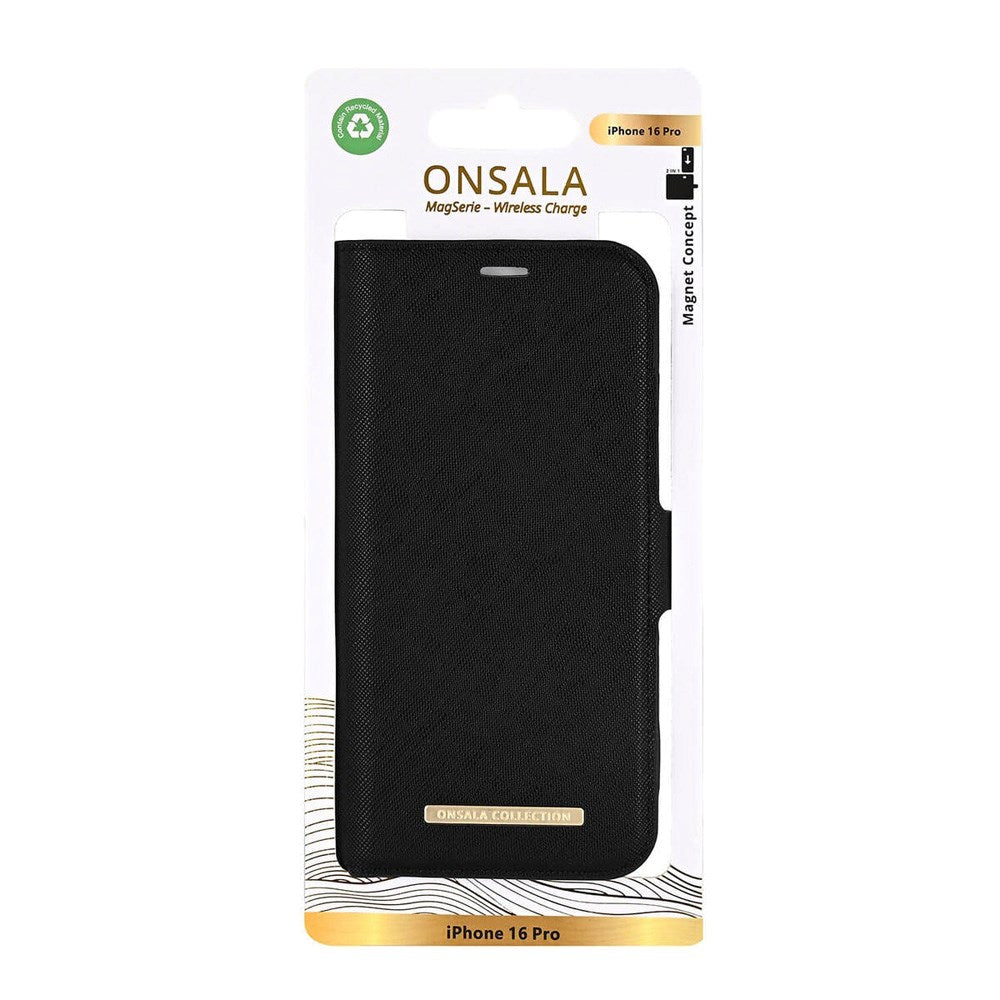 iPhone 16 Pro Onsala Eco Flip Cover m. Pung - MagSafe Kompatibel - Black
