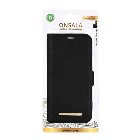 iPhone 16 Pro Onsala Eco Flip Cover m. Pung - MagSafe Kompatibel - Black