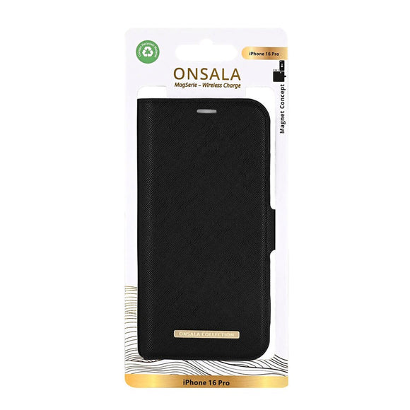 iPhone 16 Pro Onsala Eco Flip Cover m. Pung - MagSafe Kompatibel - Black