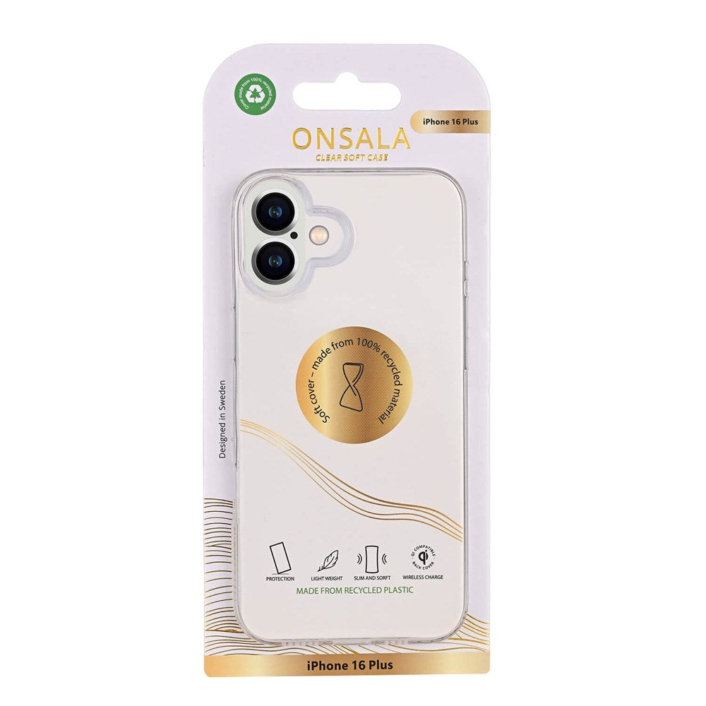 Onsala iPhone 16 Plus 100% Genanvendt Plastik Cover - Gennemsigtig