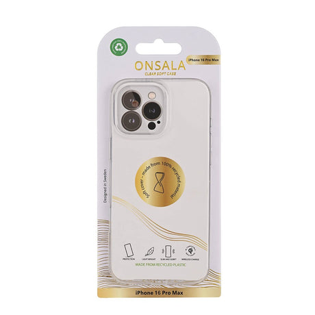 Onsala iPhone 16 Pro Max 100% Genanvendt Plastik Cover - Gennemsigtig