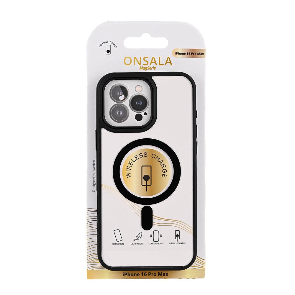 iPhone 16 Pro Max Onsala Bumper Cover - MagSafe Kompatibel - Sort & Gennemsigtig
