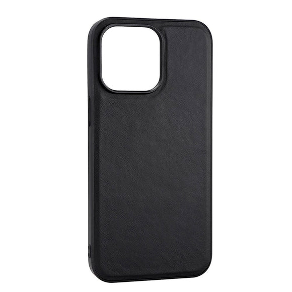 iPhone 15 Pro Max Buffalo Ægte Læder Cover - MagSafe Kompatibel - Sort