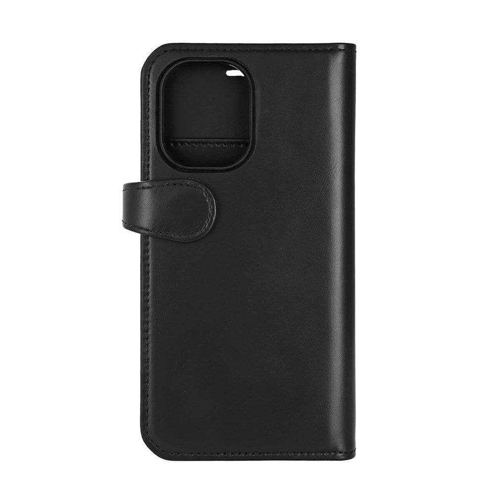 iPhone 16 Buffalo 2-in-1 Wallet Ægte Læder Magnet Cover m. Pung - MagSafe Kompatibel - Sort