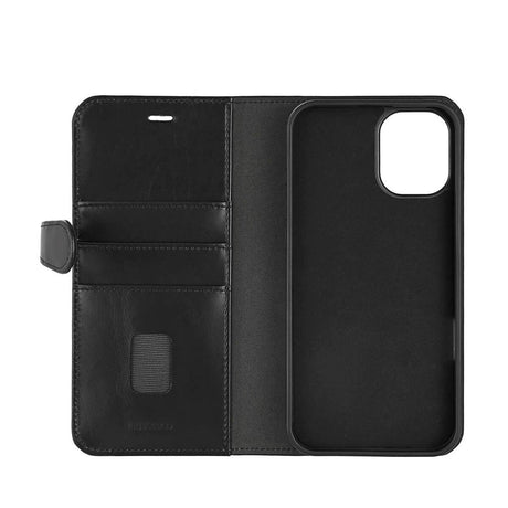 iPhone 16 Plus Buffalo 2-in-1 Wallet Ægte Læder Magnet Cover m. Pung - MagSafe Kompatibel - Sort