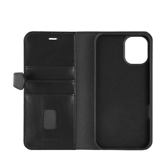 iPhone 16 Plus Buffalo 2-in-1 Wallet Ægte Læder Magnet Cover m. Pung - MagSafe Kompatibel - Sort