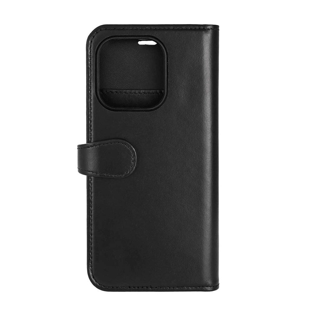iPhone 16 Pro Buffalo 2-in-1 Wallet Ægte Læder Magnet Cover m. Pung - MagSafe Kompatibel - Sort