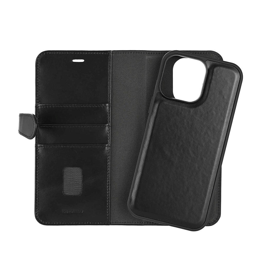 iPhone 16 Pro Max Buffalo 2-in-1 Wallet Ægte Læder Magnet Cover m. Pung - MagSafe Kompatibel - Sort