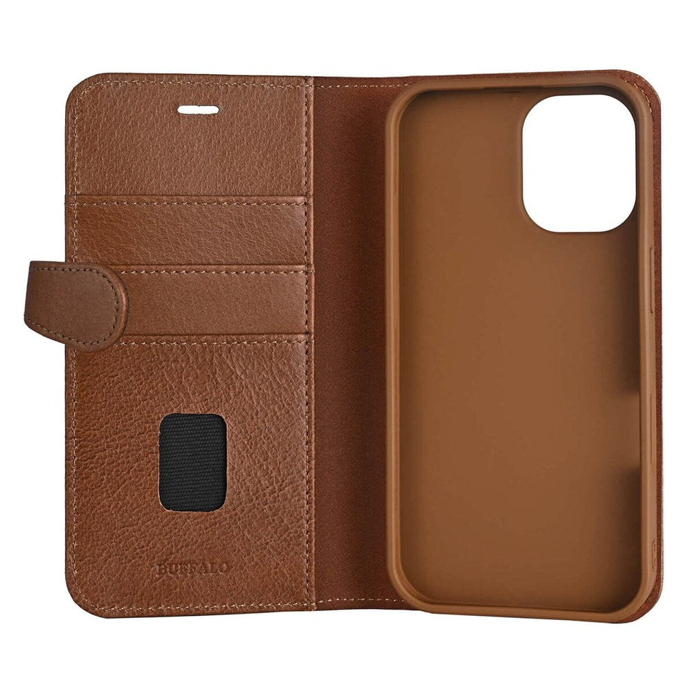 iPhone 16 Buffalo 2-in-1 Wallet Ægte Læder Magnet Cover m. Pung - MagSafe Kompatibel - Brun