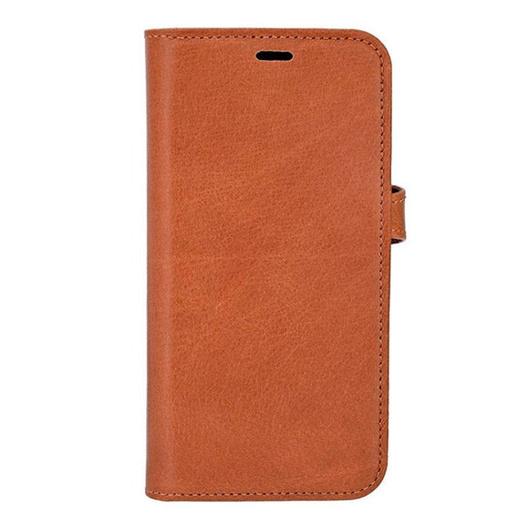 iPhone 17e / 16e Buffalo 2-i-1 Ægte Læder Flip Cover - Brun