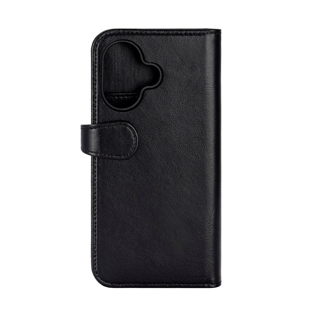 iPhone 17 Buffalo 2-i-1 Ægte Læder Flip Cover - Sort