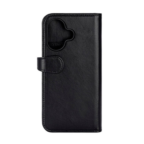 iPhone 17 Buffalo 2-i-1 Ægte Læder Flip Cover - Sort