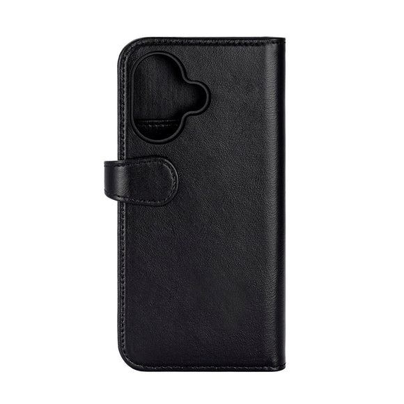 iPhone 17 Buffalo 2-i-1 Ægte Læder Flip Cover - Sort