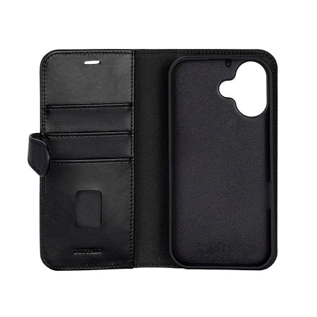 iPhone 17 Buffalo 2-i-1 Ægte Læder Flip Cover - Sort