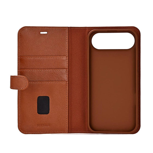 iPhone Air Buffalo 2-i-1 Ægte Læder Flip Cover - Brun