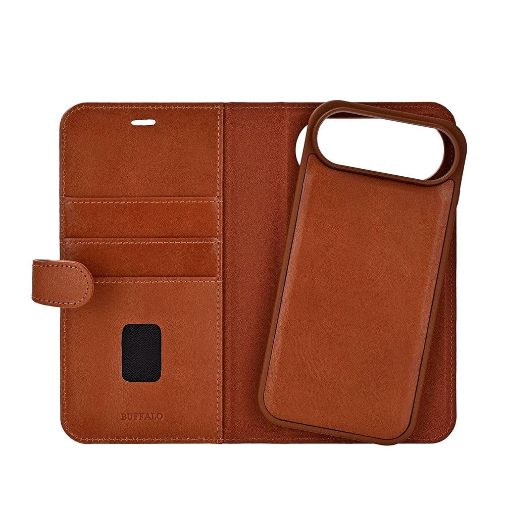 iPhone Air Buffalo 2-i-1 Ægte Læder Flip Cover - Brun