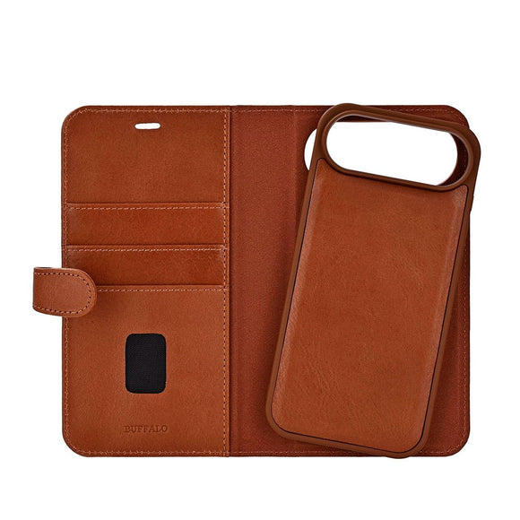 iPhone Air Buffalo 2-i-1 Ægte Læder Flip Cover - Brun
