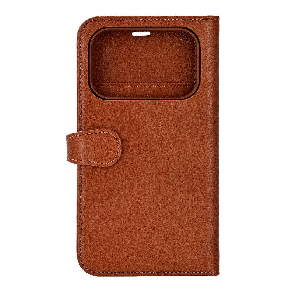iPhone 17 Pro Buffalo 2-i-1 Ægte Læder Flip Cover - Brun