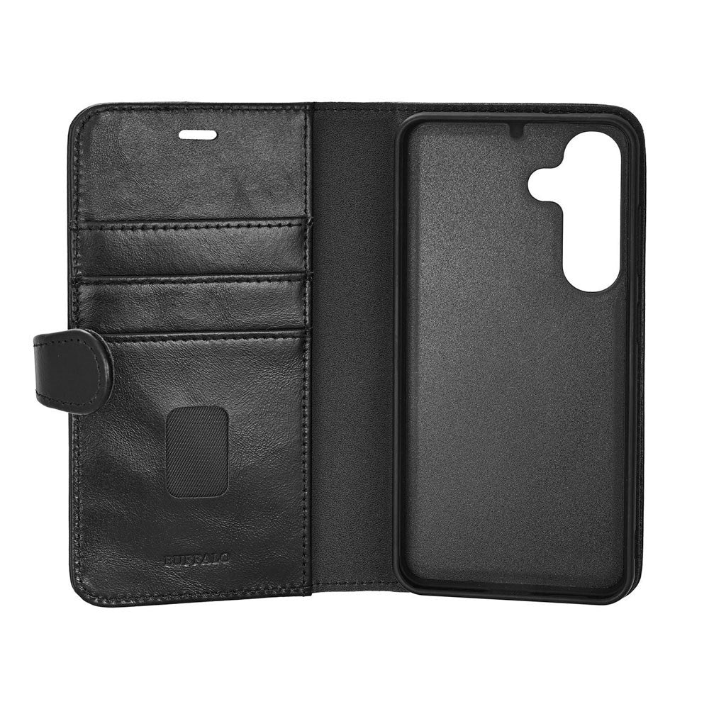 Samsung Galaxy S26 Buffalo 2-i-1 Ægte Læder Flip Cover - MagSafe Kompatibel - Sort