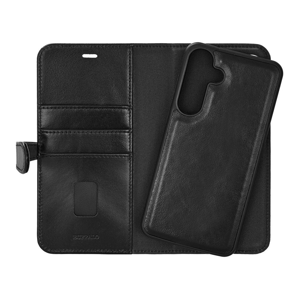 Samsung Galaxy S26+ (Plus) Buffalo 2-i-1 Ægte Læder Flip Cover - MagSafe Kompatibel - Sort