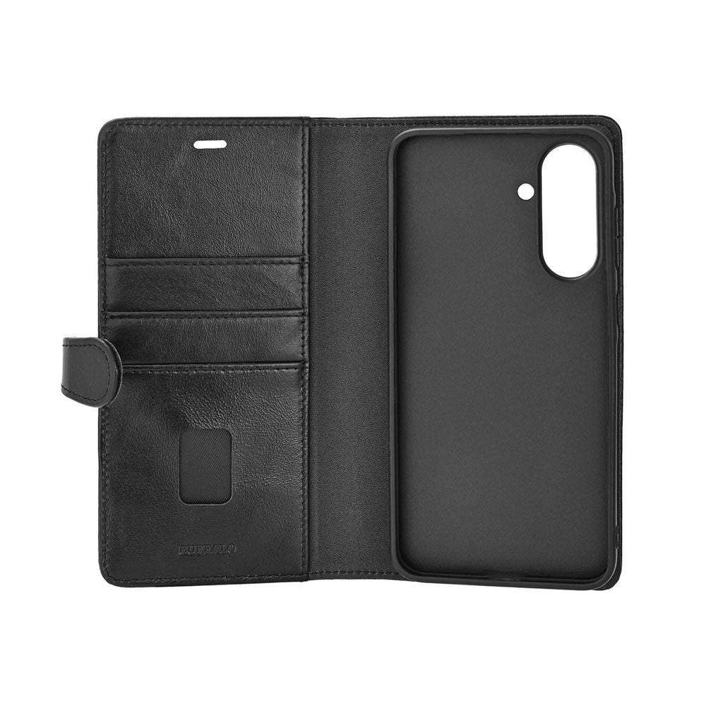 Samsung Galaxy A57 Buffalo 2-i-1 Ægte Læder Flip Cover - Sort