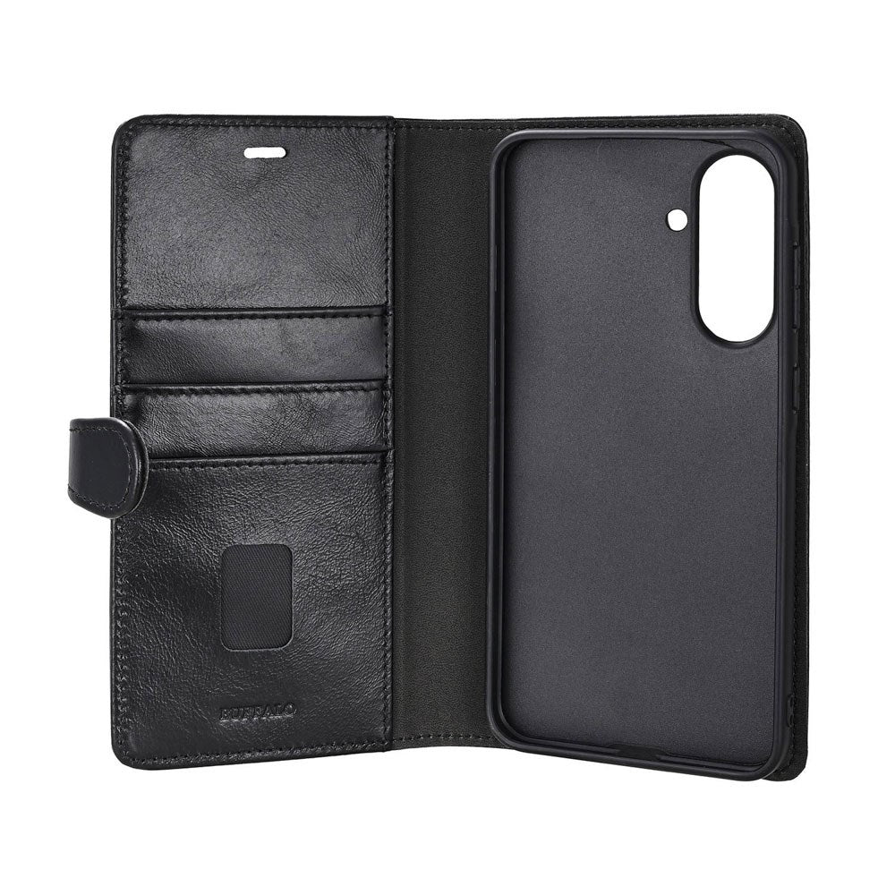 Samsung Galaxy A37 Buffalo 2-i-1 Ægte Læder Flip Cover - Sort