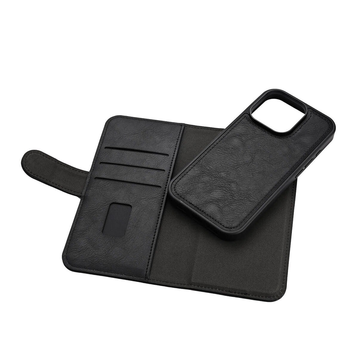 iPhone 16 Pro GEAR Læder Cover 2-i-1 m. Pung 3 Kort - MagSafe Kompatibel - Sort