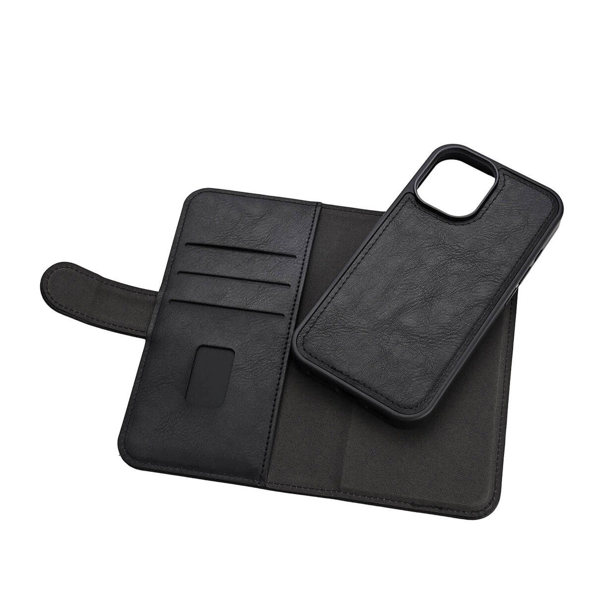 iPhone 16 GEAR Læder Cover 2-i-1 m. Pung 3 Kort - MagSafe Kompatibel - Sort