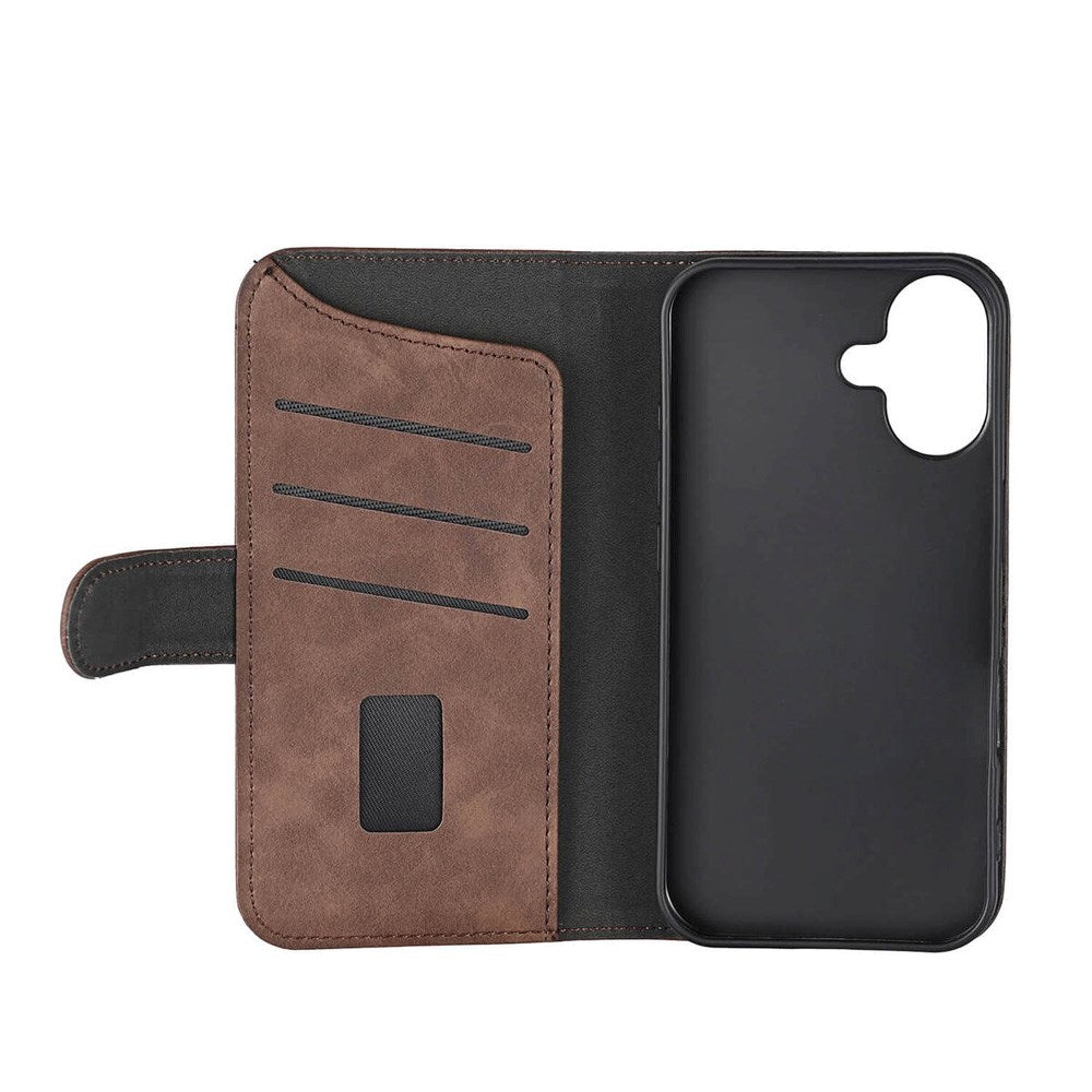 iPhone 16 GEAR Læder Cover m. Pung 3 kort - MagSafe Kompatibel - Brun