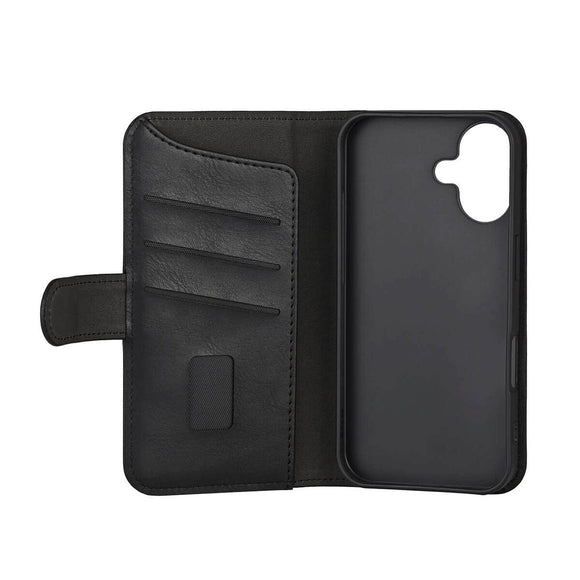 iPhone 16 Plus GEAR Læder Cover m. Pung 3 kort - MagSafe Kompatibel - Sort
