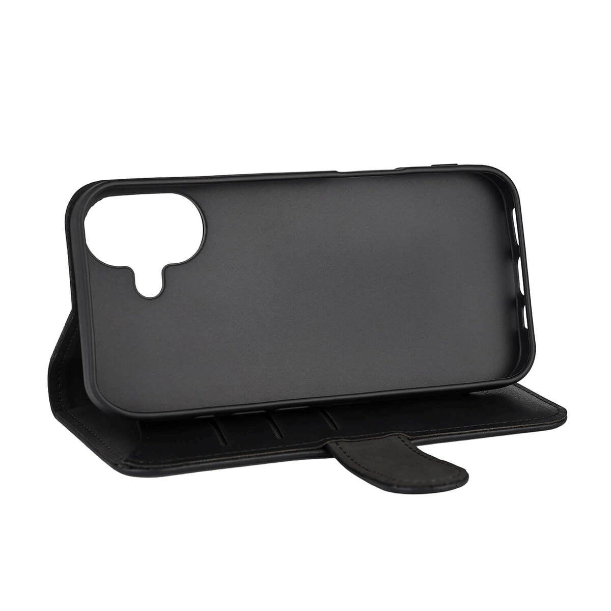 iPhone 16 Plus GEAR Læder Cover m. Pung 3 kort - MagSafe Kompatibel - Sort