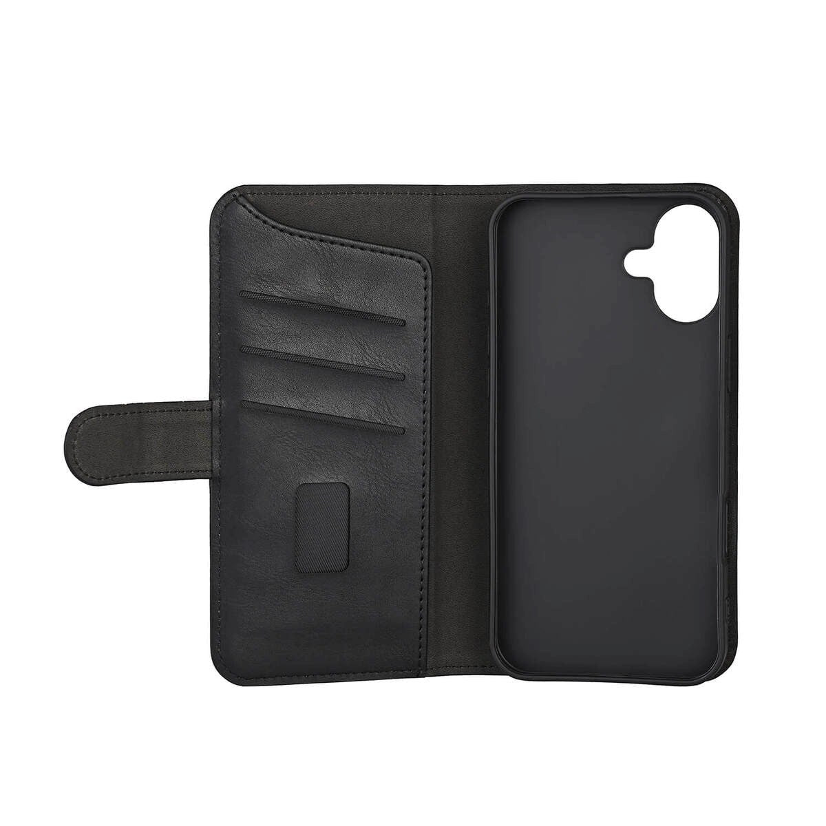 iPhone 16 GEAR Læder Cover m. Pung 3 kort - MagSafe Kompatibel - Sort