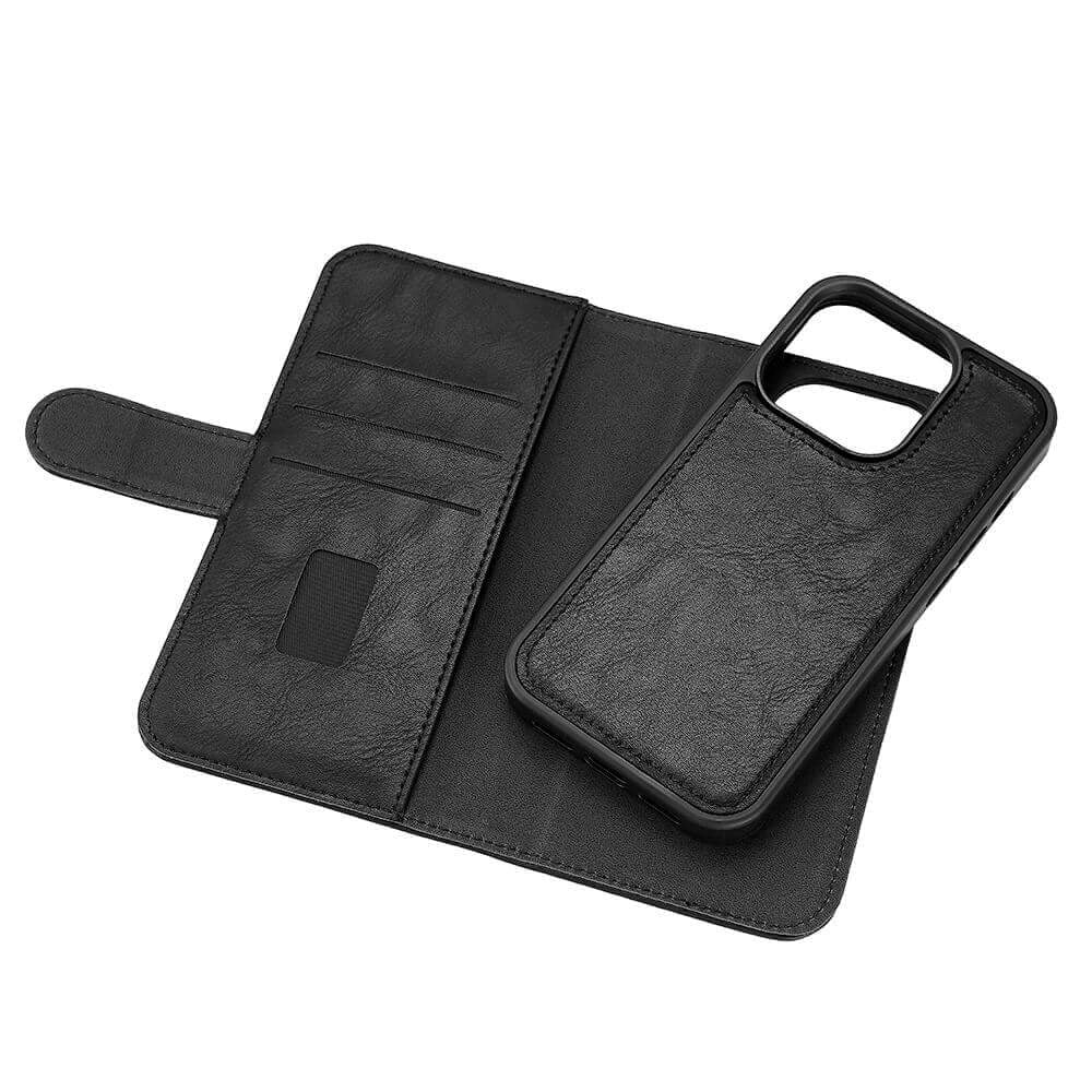 iPhone 15 Pro GEAR Læder Cover 2-i-1 m. Pung 3 Kort - Sort