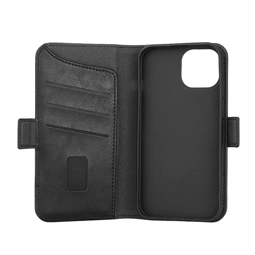 iPhone 15 GEAR Læder Cover m. Pung 3 kort - Sort