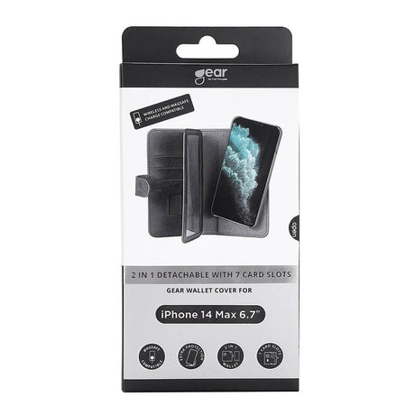 iPhone 14 Plus GEAR Læder Cover 2-i-1 m. Pung 7 kort - Sort